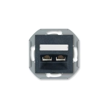Aling-Conel PRESTIGE - 2xRJ45 csatlakozó aljzat Keystone betéttel, Cat5e UTP, keret nélkül, grafit (6014.2)