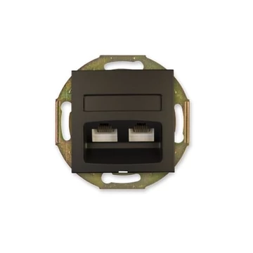 Aling-Conel PRESTIGE - 2xRJ45 csatlakozó aljzat Keystone betéttel, Cat5e UTP, keret nélkül, soft fekete (6014.E1)