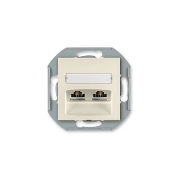 Aling-Conel PRESTIGE - 2xRJ45 csatlakozó aljzat Keystone betéttel, Cat5e FTP (árnyékolt), keret nélkül, krém (6014S.9)