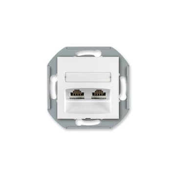 Aling-Conel PRESTIGE - 2xRJ45 csatlakozó aljzat Keystone betéttel, Cat6 FTP (árnyékolt), keret nélkül, fehér (6015S.0)