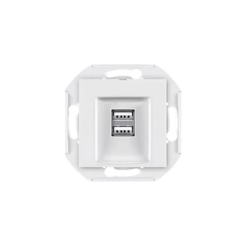 Aling-Conel PRESTIGE - 2xUSB töltő csatlakozó aljzat, 2,1 A 5V=, keret nélkül, fehér (60161.0)