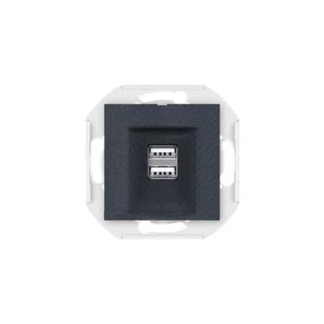 Aling-Conel PRESTIGE - 2xUSB töltő csatlakozó aljzat, 2,1 A 5V=, keret nélkül, grafit (60161.2)