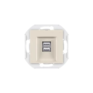 Aling-Conel PRESTIGE - 2xUSB töltő csatlakozó aljzat, 2,1 A 5V=, keret nélkül, krém (60161.9)