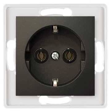 Aling-Conel PRESTIGE - 2P+F csatlakozó aljzat, 16A 250V, keret nélkül, soft fekete (6030.E1)