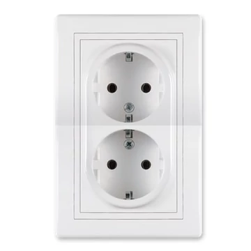 Aling-Conel PRESTIGE - 2x2P+F dupla csatlakozó aljzat, 16A 250V, komplett, fehér (604.00)