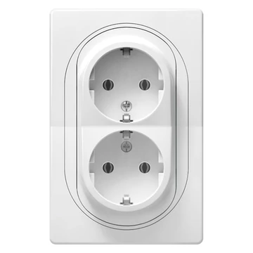 Aling-Conel EON - 2x2P+F csatlakozó aljzat, 16A 250V, komplett, fehér (E604.00)