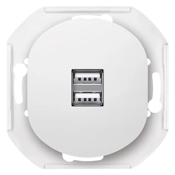 Aling-Conel EON - 2xUSB töltő csatlakozó aljzat, 2,1A 5V=, keret nélkül, fehér (E6161.0)