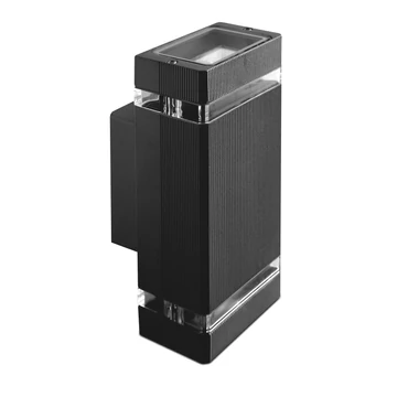 GTV Oldalfali lámpa (kétirányú világítás) NESSA, GU10, 50W, IP54, 220-240V/AC, fekete, hőkezelt üveg (GTV-LD-NESSAGU10D-20)