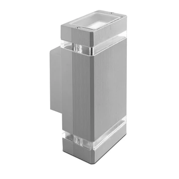 GTV Oldalfali lámpa (kétirányú világítás) NESSA, GU10, 50W, IP54, 220-240V/AC, szürke, hőkezelt üveg (GTV-LD-NESSAGU10D-80)