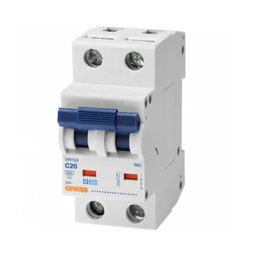 GEWISS RB60 SZÉRIA KISMEGSZAKÍTÓ MCB 2P C 20A 6KA 2M (GW91548)