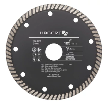 HÖGERT Gyémánt vágókorong, (szuper vékony), 125 x 1.4 x 22,2 mm (HT6D712)