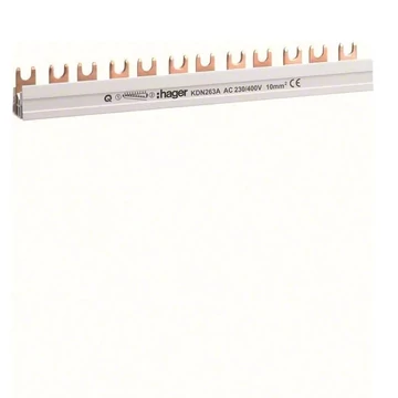 HAGER Fázissín 6db 2P készülék részére, 10mm2, 63A, 12M, 210mm (KDN263A)