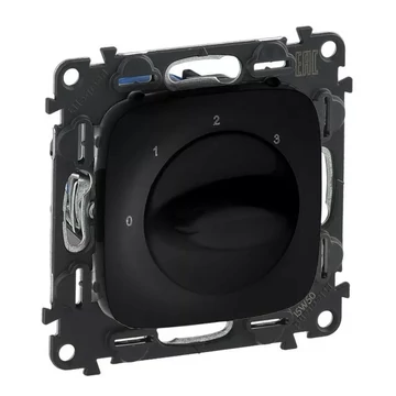 LEGRAND Valena Allure Ventilátor vezérlő (0-1-2-3 állású), burkolattal, Fekete (755178)