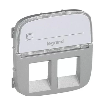 LEGRAND Valena Allure 2xRJ11/RJ45 aljzat burkolat címketartóval, Alumínium (755487)