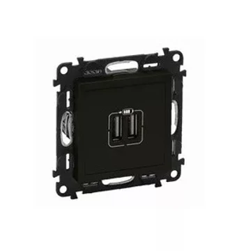 LEGRAND Valena Life kettős USB-A + USB-A csatlakozóaljzat 3A–15W, fekete (756312)