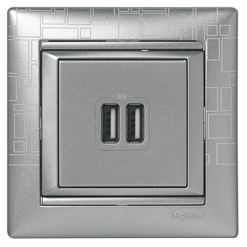 LEGRAND Valena 2xUSB töltő aljzat, 1500 mA, alumínium (770270)