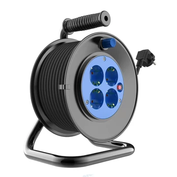 ORNO Kábeldobos hosszabbítók, 4x250V/AC, max.3200W, 30m kábel, SCHUKO, hőkapcsoló, kék (OR-AE-13153(GS)30M)