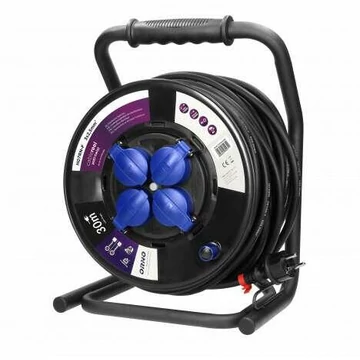 ORNO Kábeldobos 4-es csapfedeles hosszabbító, 3200W, IP44, 30m (OR-AE-13157(GS)/30M)