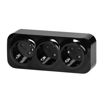 ORNO Falon kívüli hármas dugalj, fekete, 2P+F, 16A, 230V, IP20 (OR-OE-7209(GS)/B)