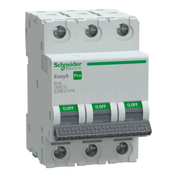 SCHNEIDER ELECTRIC EASY9 PRO Kismegszakító, 3P, B, 16A, 6kA (EZ9F27316)