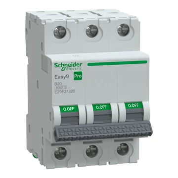 SCHNEIDER ELECTRIC EASY9 PRO Kismegszakító, 3P, B, 20A, 6kA (EZ9F27320)