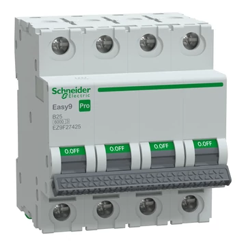 SCHNEIDER ELECTRIC EASY9 PRO Kismegszakító, 4P, B, 25A, 6kA (EZ9F27425)