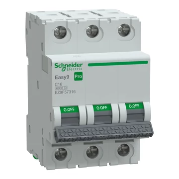 SCHNEIDER ELECTRIC EASY9 PRO Kismegszakító, 3P, C, 16A, 6kA (EZ9F57316)