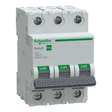 SCHNEIDER ELECTRIC EASY9 PRO Kismegszakító, 3P, C, 63A, 6kA (EZ9F57363)
