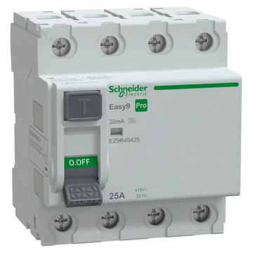 SCHNEIDER ELECTRIC EASY9 PRO Áram-védőkapcsoló, A osztály, 4P, 25A, 30mA (EZ9R49425)