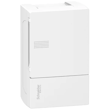 SCHNEIDER ELECTRIC RESI9 MP Kiselosztó, teli ajtó, falon kívüli, 1x4 modul, PEN sín, fehér (MIP12104)