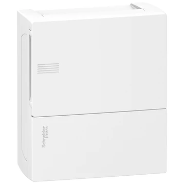 SCHNEIDER ELECTRIC RESI9 MP Kiselosztó, teli ajtó, falon kívüli, 1x8 modul, PEN sín, fehér (MIP12108)