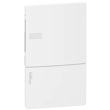 SCHNEIDER ELECTRIC RESI9 MP Kiselosztó, teli ajtó, süllyesztett, 1x4 modul, PEN sín, komplett, fehér (MIP22104)
