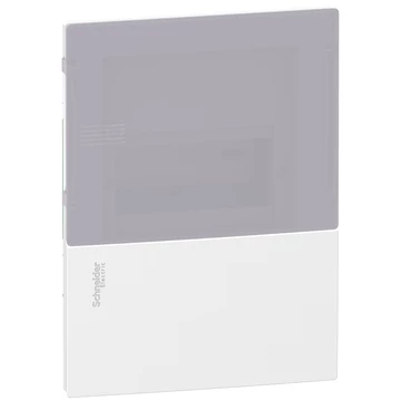 SCHNEIDER ELECTRIC RESI9 MP Kiselosztó, tejüveg hatású átlátszó ajtó, süllyesztett, 1x6 modul, PEN sín, komplett, fehér (MIP22106T)