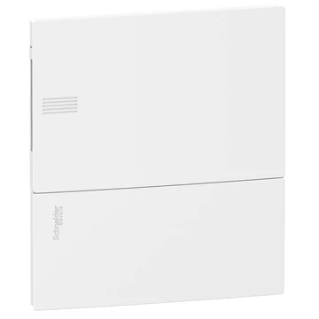 SCHNEIDER ELECTRIC RESI9 MP Kiselosztó, teli ajtó, süllyesztett, 1x8 modul, PEN sín, komplett, fehér (MIP22108)