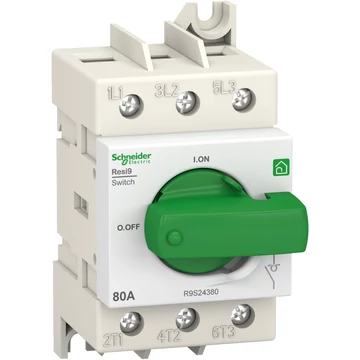 SCHNEIDER ELECTRIC RESI9 moduláris forgócsapos kapcsoló, 3P, 80A (R9S24380)