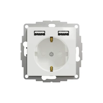 SCHNEIDER ELECTRIC ÚJ SEDNA 2P+F csatlakozóaljzat, BZS, kettős USB töltővel, rugós, 16A/2.4A, fehér (SDD111052)