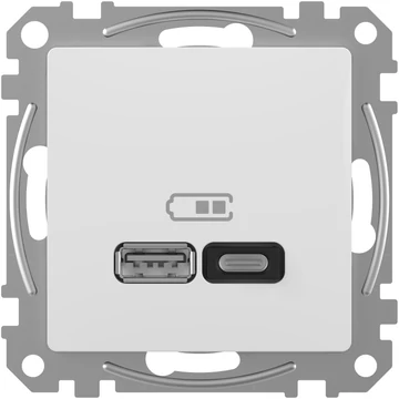 SCHNEIDER ELECTRIC ÚJ SEDNA Dupla USB gyorstöltő, A+C, 45W, fehér (SDD111404)