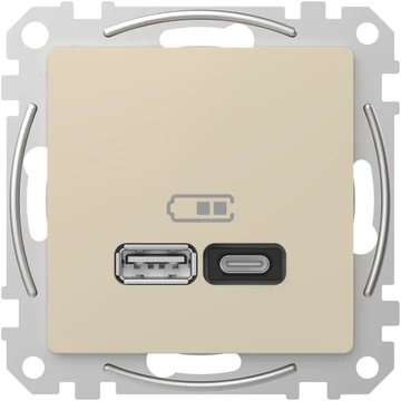 SCHNEIDER ELECTRIC ÚJ SEDNA Dupla USB gyorstöltő, A+C, 45W, bézs (SDD112404)