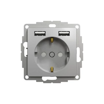 SCHNEIDER ELECTRIC ÚJ SEDNA 2P+F csatlakozóaljzat, BZS, kettős USB töltővel, rugós, 16A/2.4A, alumínium (SDD113052)