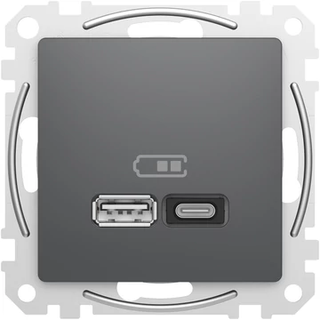 SCHNEIDER ELECTRIC ÚJ SEDNA Dupla USB gyorstöltő, A+C, 45W, antracit (SDD114404)