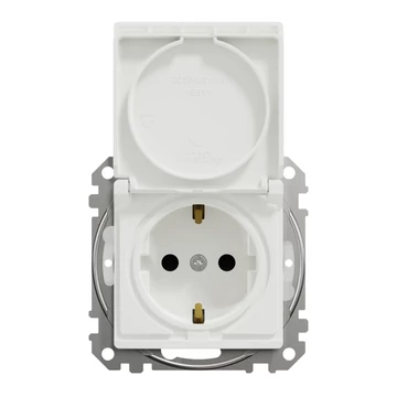 SCHNEIDER ELECTRIC ÚJ SEDNA 2P+F csatlakozóaljzat biztonsági zsaluval, csapófedeles, rugós bekötés, IP44, fehér (SDD211024)