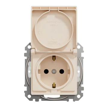 SCHNEIDER ELECTRIC ÚJ SEDNA 2P+F csatlakozóaljzat biztonsági zsaluval, csapófedeles, csavaros bekötés, 16A, IP44, bézs (SDD212023)
