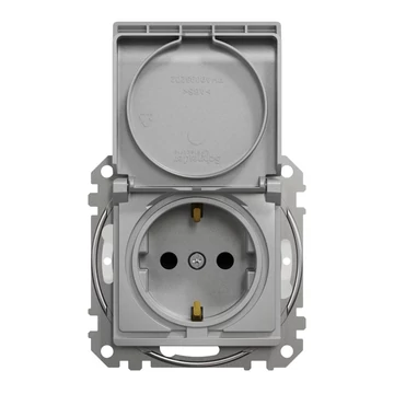 SCHNEIDER ELECTRIC ÚJ SEDNA 2P+F csatlakozóaljzat biztonsági zsaluval, csapófedeles, csavaros bekötés, 16A, IP44, alumínium (SDD213023)