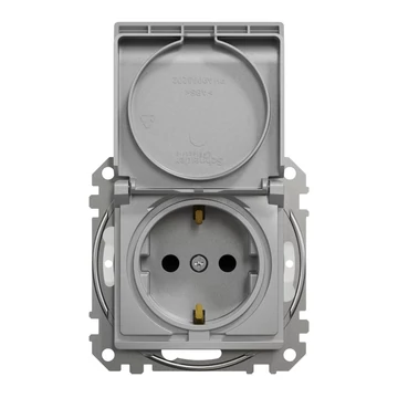 SCHNEIDER ELECTRIC ÚJ SEDNA 2P+F csatlakozóaljzat biztonsági zsaluval, csapófedeles, rugós bekötés, IP44, alumínium (SDD213024)
