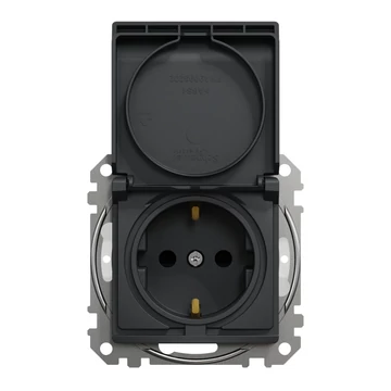 SCHNEIDER ELECTRIC ÚJ SEDNA 2P+F csatlakozóaljzat biztonsági zsaluval, csapófedeles, csavaros bekötés, 16A, IP44, antracit (SDD214023)