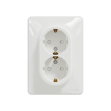 SCHNEIDER ELECTRIC ÚJ SEDNA 2x2P+F csatlakozóaljzat biztonsági zsaluval, csavaros bekötés, 16A, kerettel, fehér (SDD311221)