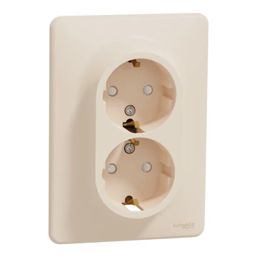 SCHNEIDER ELECTRIC ÚJ SEDNA 2x2P+F csatlakozóaljzat biztonsági zsaluval, csavaros bekötés, 16A, kerettel, bézs (SDD312221)