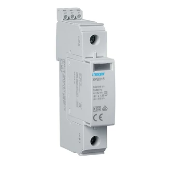 HAGER Túlfeszültség-levezető, II típus (C ) 1P,cser.betétes, 40kA, 1,25kV,TNC, távjelző, állapotjelző (SPB115)