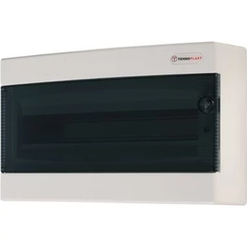 TEHNOPLAST Falon kívüli kiselosztó doboz, C sorozat, 18 modulos, átlátszó ajtó-1soros, 396x236x112 mm, IP40 (THP-N18C)