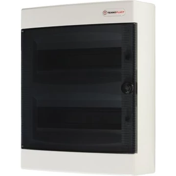 TEHNOPLAST Falon kívüli kiselosztó doboz, C sorozat, 24 modulos, átlátszó ajtó, 2soros, 287x361x112 mm, IP40 (THP-N24C)